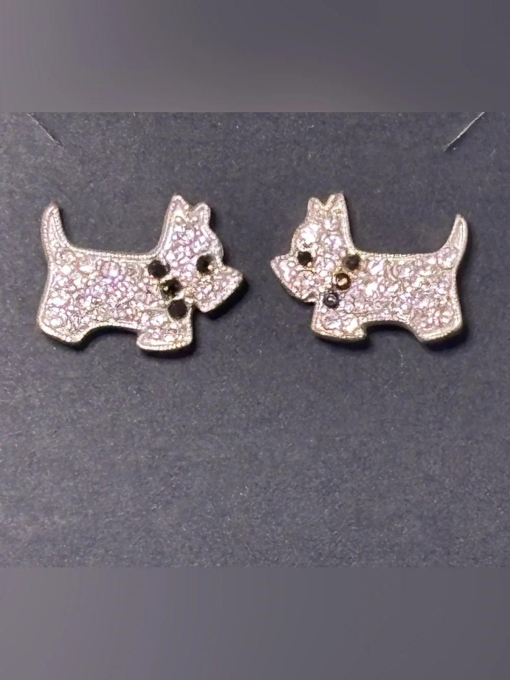 Sparkling Silver Dog Stud Earrings for Kids